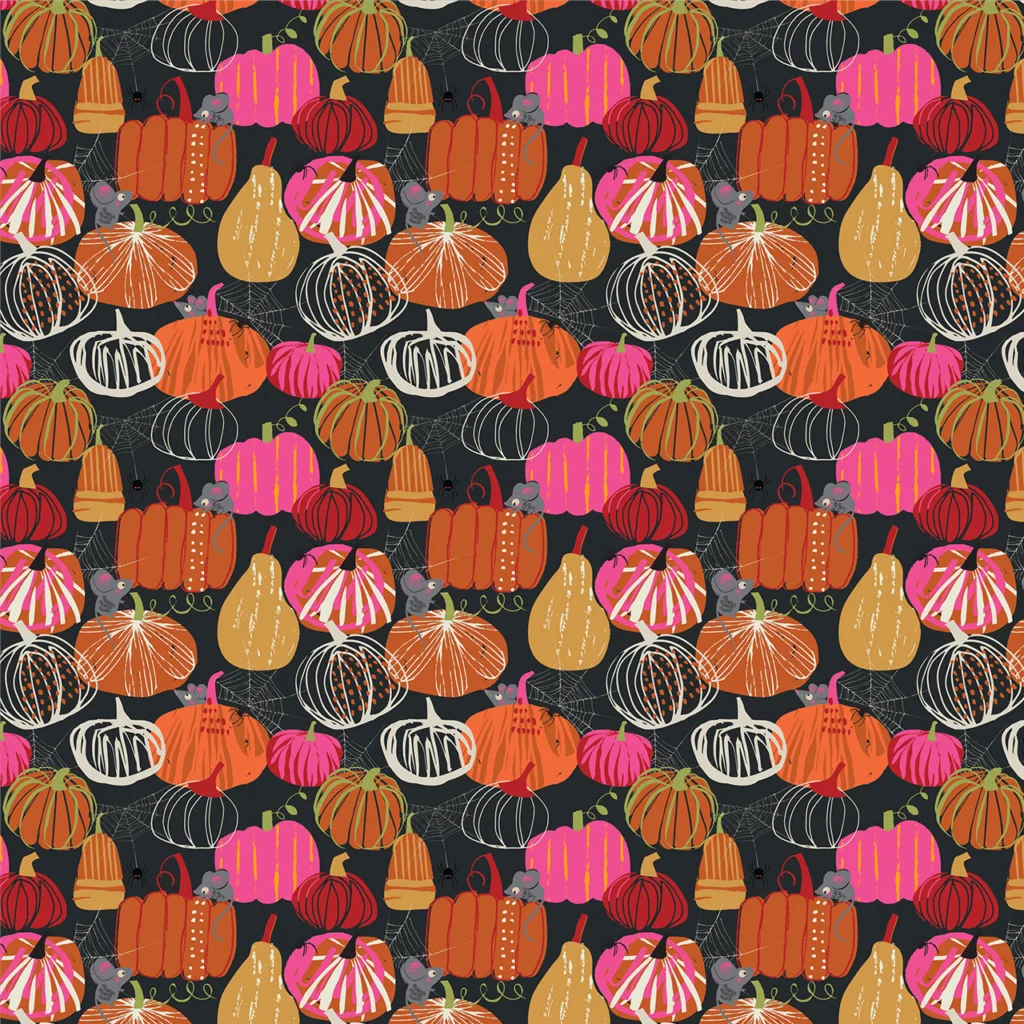 Fabric design showing Halloween pumpkins