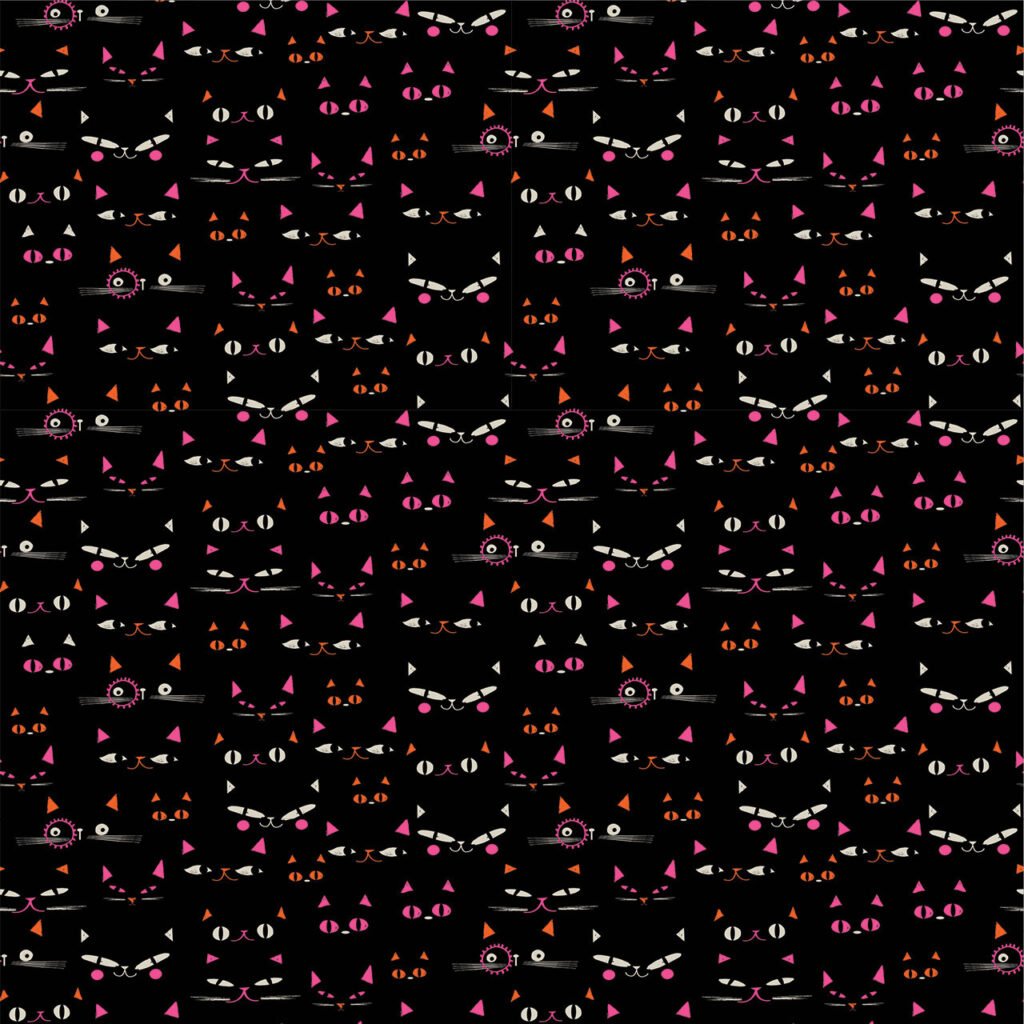Fabric design showing cats eyes