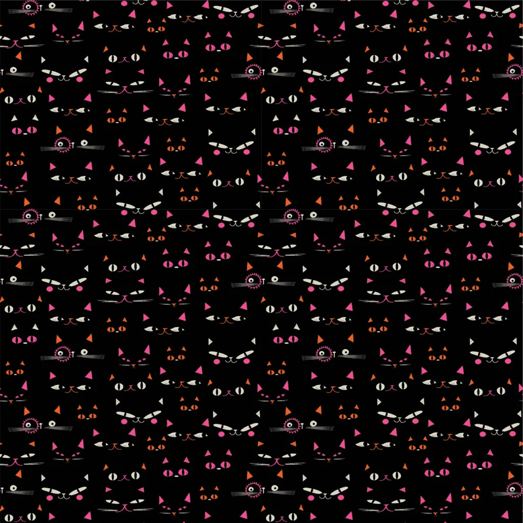 Fabric design showing cats eyes