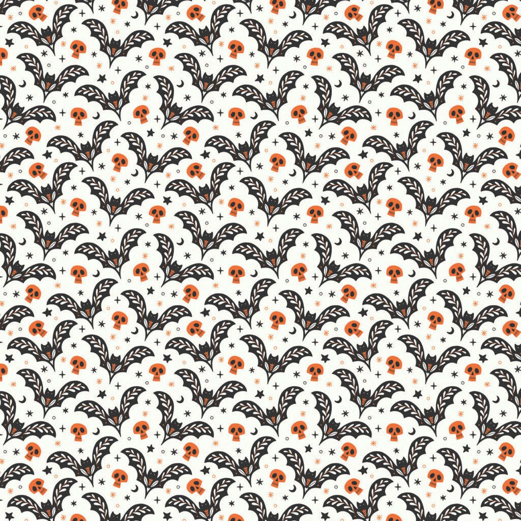 Fabric design showing Halloween Bats
