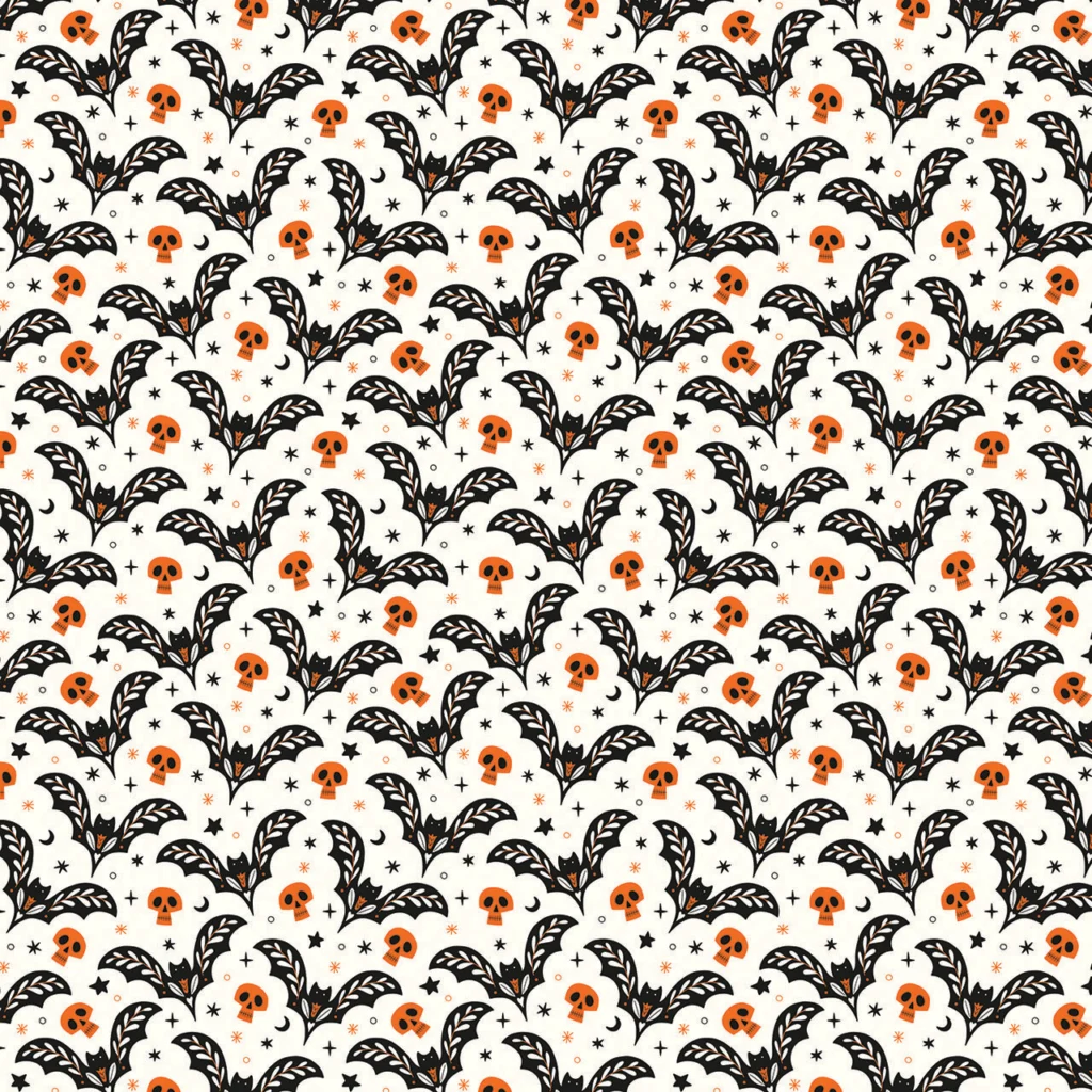 Fabric design showing Halloween Bats