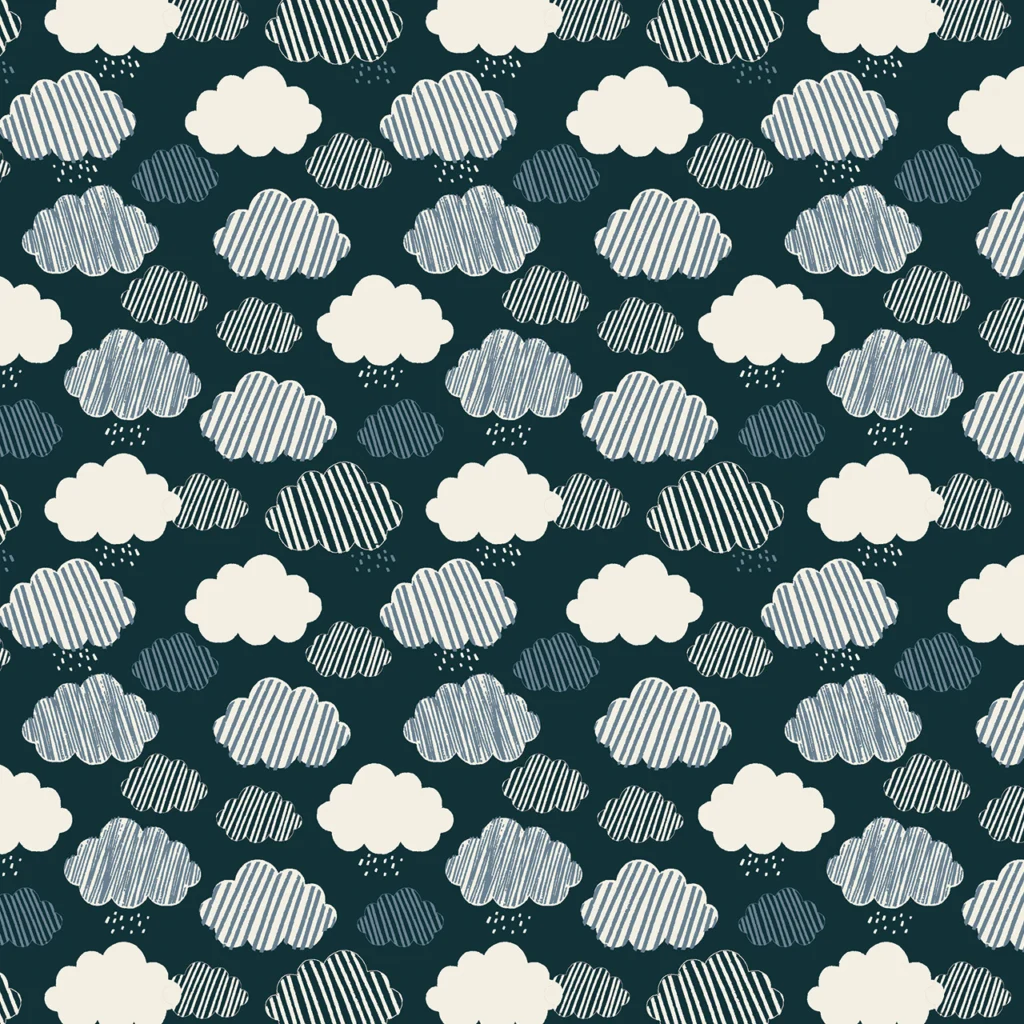 Clouds with various patterns on a dark background.