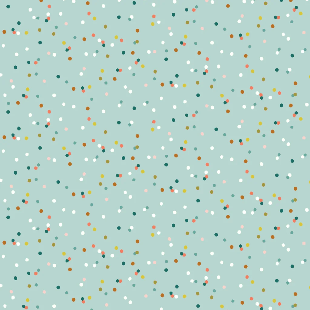 Aqua coloured background with scattered colourful dots resulting in a aqua coloured confetti effect