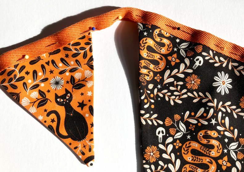 Finished Halloween bunting hanging up