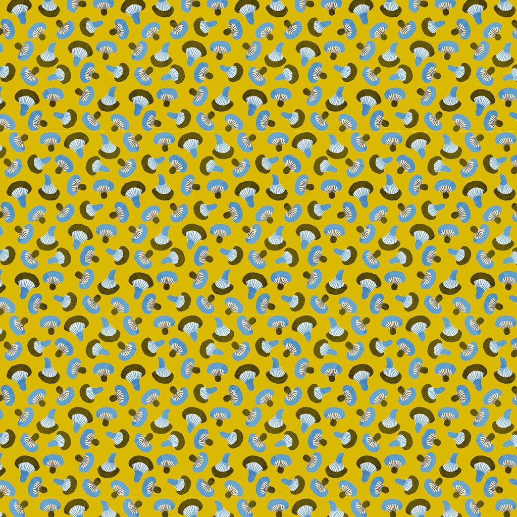 Mushrooms on a mustard background.