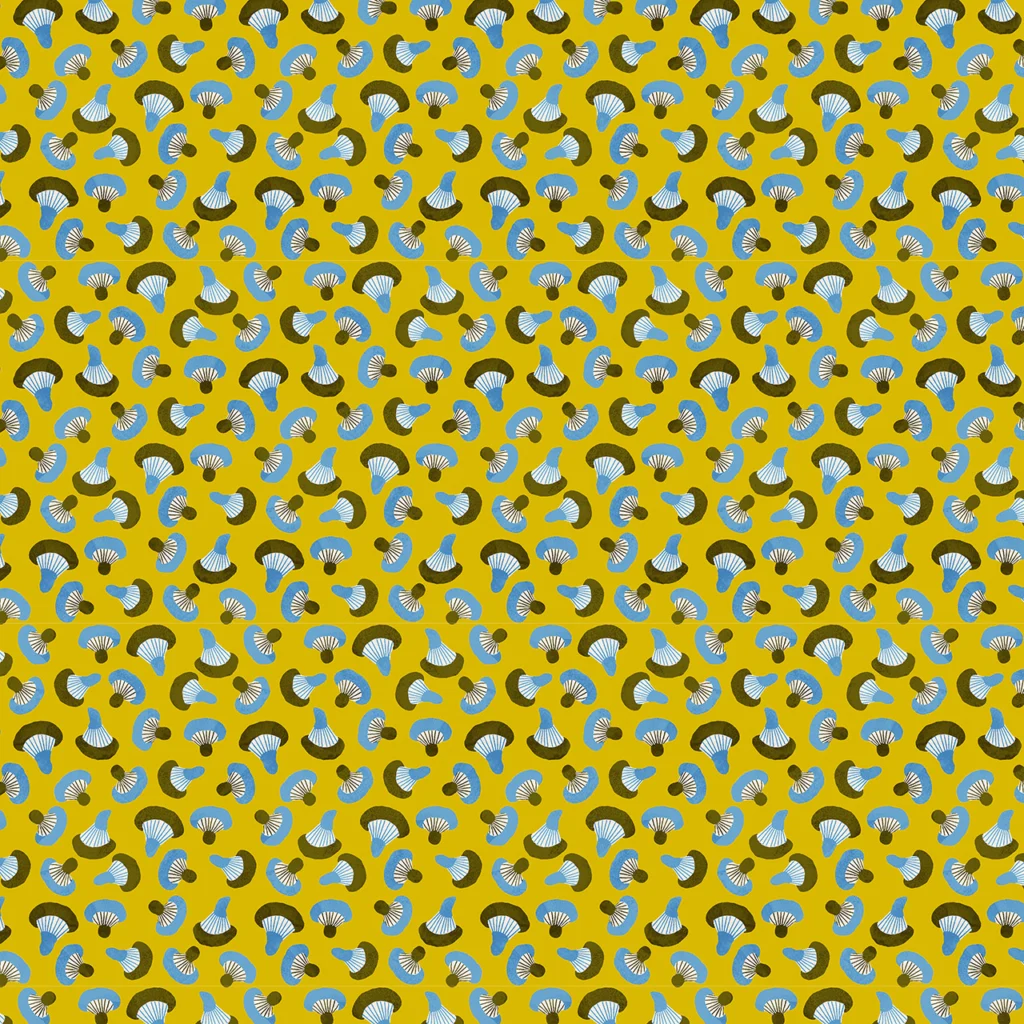 Mushrooms on a mustard background.