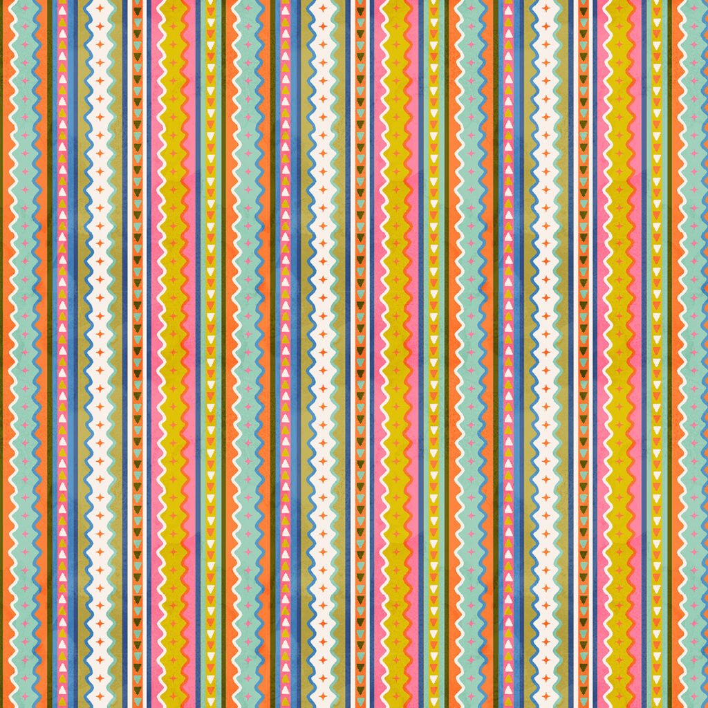 Colourful vertical stripes that reminds one of a fiesta.