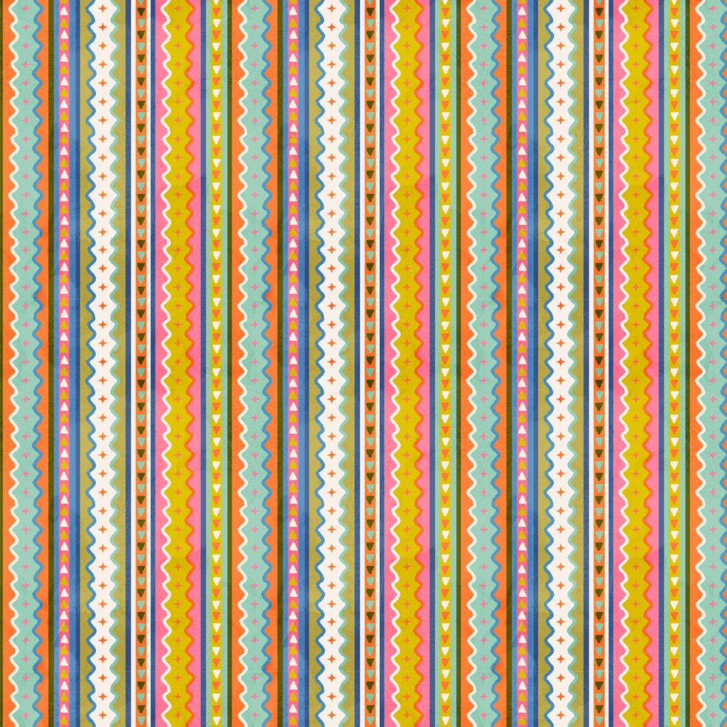 Colourful vertical stripes that reminds one of a fiesta.