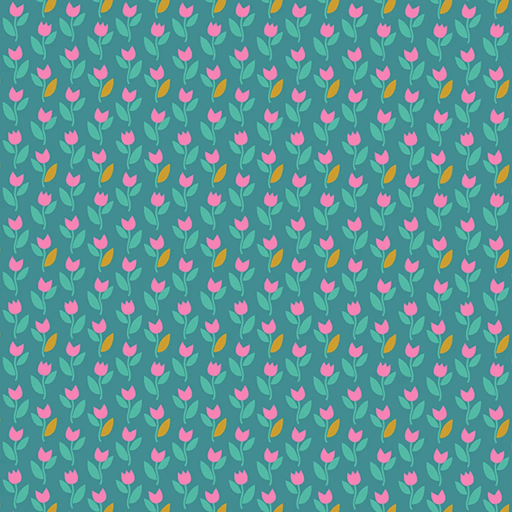 Ditzy tulips on a teal background