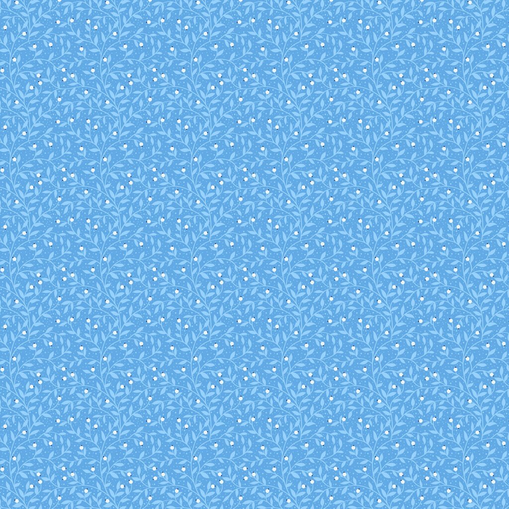 Vines of Berries on a Cobalt colour background.