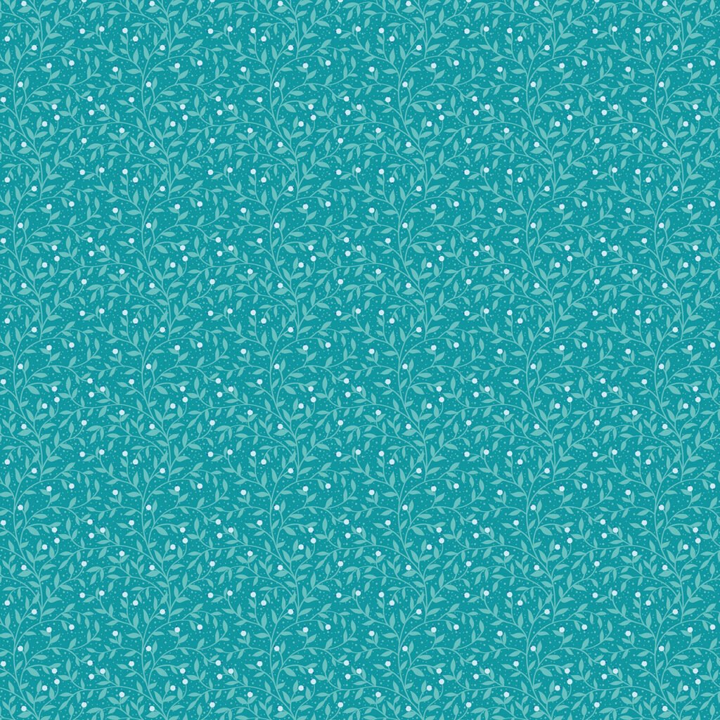 Vines of Berries on a Jade colour background.