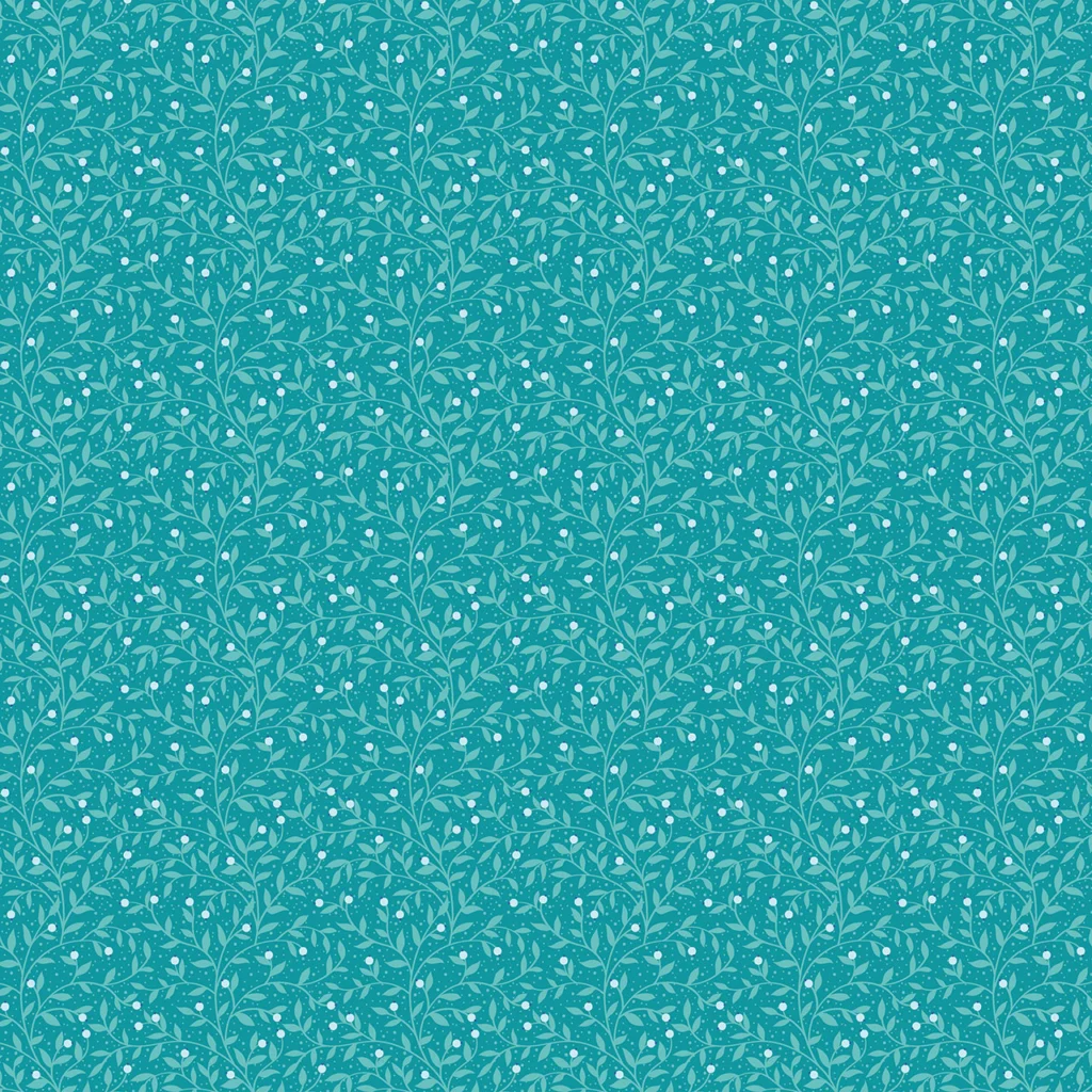 Vines of Berries on a Jade colour background.