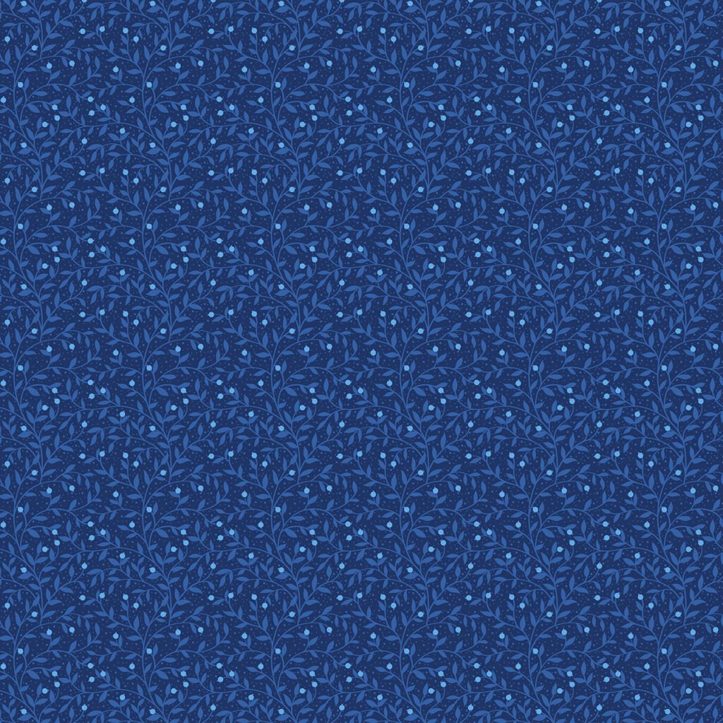 Vines of Berries on a Navy colour background.