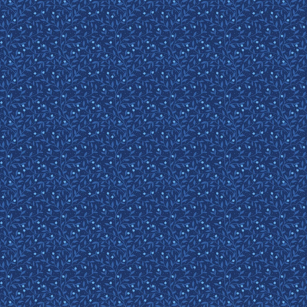 Vines of Berries on a Navy colour background.
