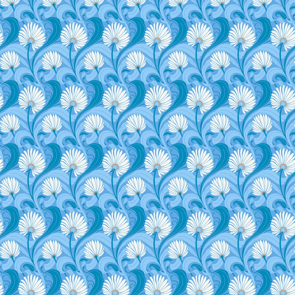 Beautiful symmetric Lillies on a blue Cobalt background.