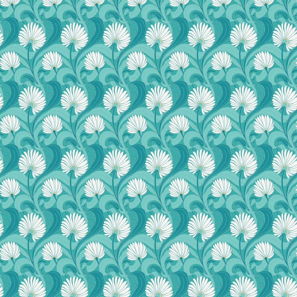 Beautiful symmetric Lillies on a green Jade background.