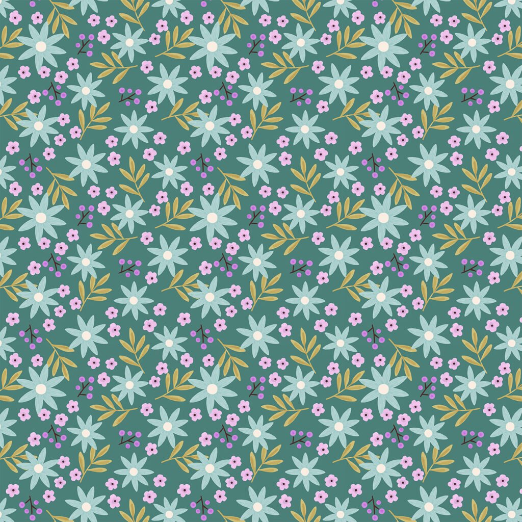 Mint coloured flowers on an Teal coloured background