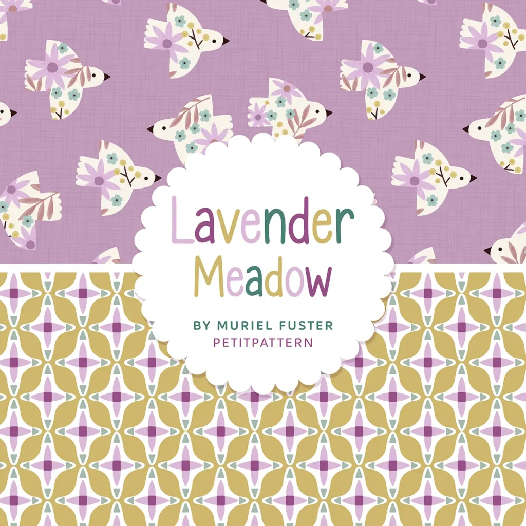 The image defines the our Lavender Meadow gorgeous Summer 2027 collection ideal for quilting and sewing.