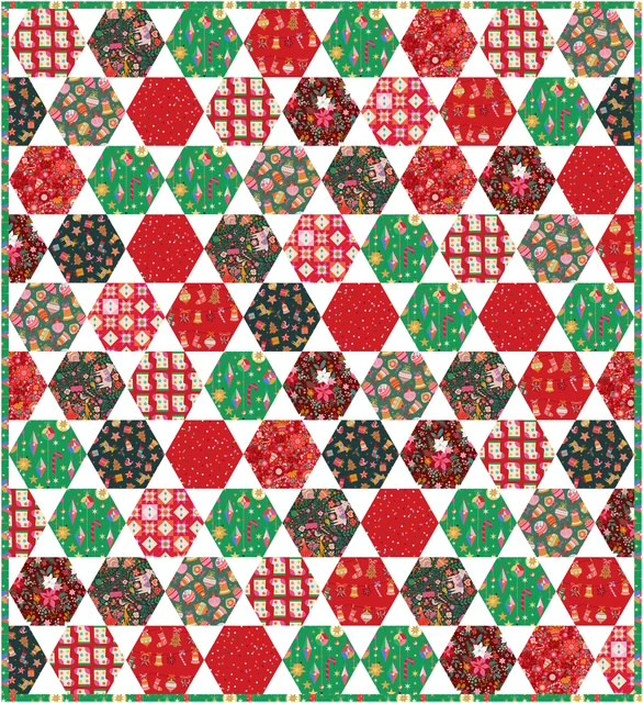 Christmas Hexie – Quilt Inspiration by QuiltCakes – colourway 1
