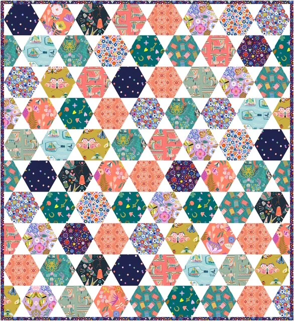 Summer Hexie – Quilt Inspiration by QuiltCakes – colourway 1